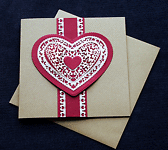 Red Lacy Heart - Handcrafted Valentines or Anniversary Card - dr16-0021